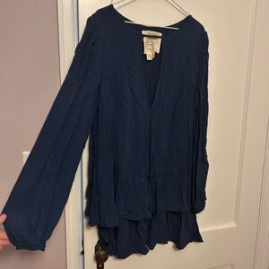 Free People Low Cut Navy Dress